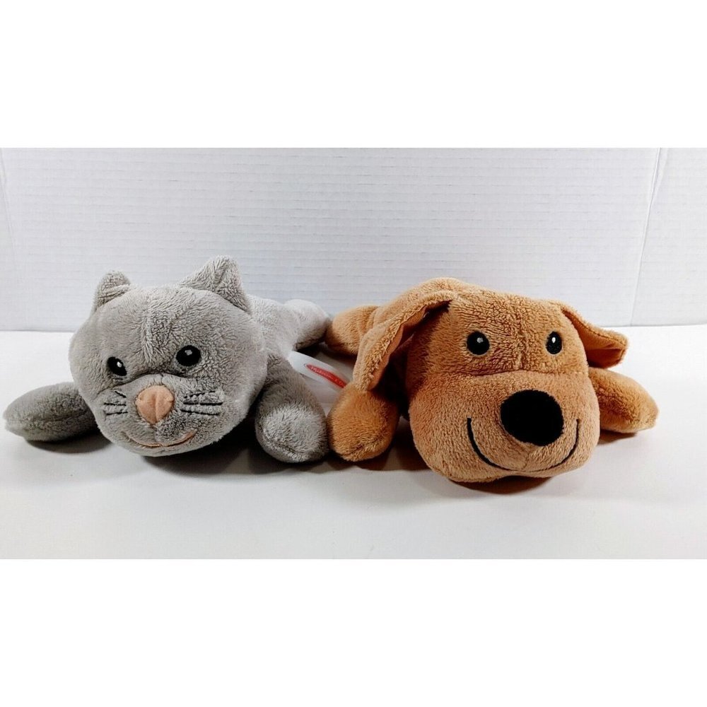 Melissa & Doug Brown Puppy Dog Gray Kitty Cat 8" Plush Stuffed Animal  Lot of 2